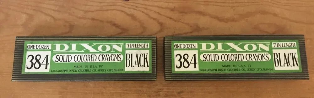24 Vtg Antique Dixon Crucible 384 Solid Colored Black Crayons in Original Boxes